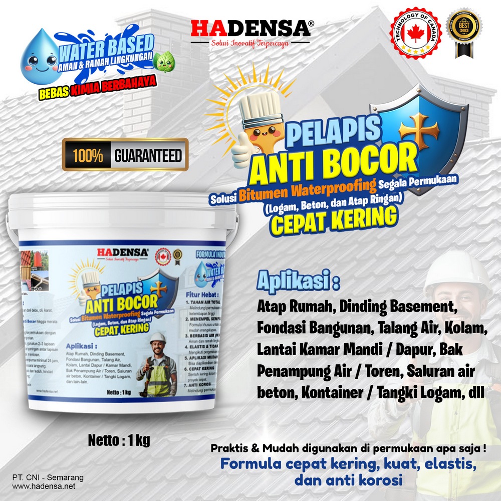 Pelapis Anti Bocor Solusi Bitumen Waterproofing Segala Permukaan (Logam, Beton, Atap Ringan) – Water Based, Cepat Kering & Ramah Lingkungan